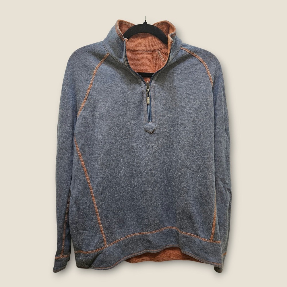 Tommy Bahama‎ Jeans Reversible Pullover Quarter Zip Sweatshirt Blue Copper
